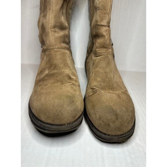 Muk Luks Size 10 Round Toe Tan Mid Calf Lined Comfort Boots Taupe Brown - Picture 3 of 11